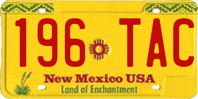 NM license plate 196TAC