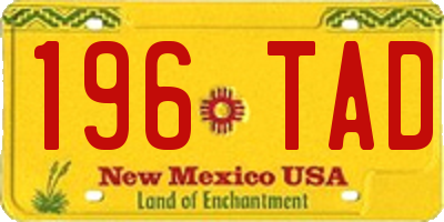 NM license plate 196TAD