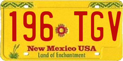 NM license plate 196TGV