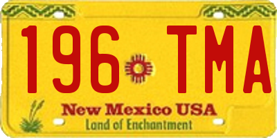 NM license plate 196TMA