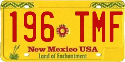 NM license plate 196TMF