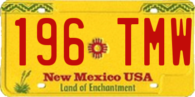 NM license plate 196TMW