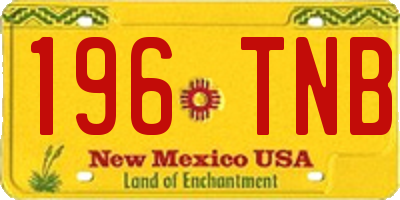 NM license plate 196TNB