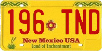NM license plate 196TND