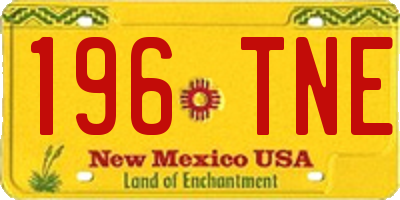 NM license plate 196TNE