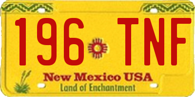 NM license plate 196TNF
