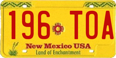 NM license plate 196TOA