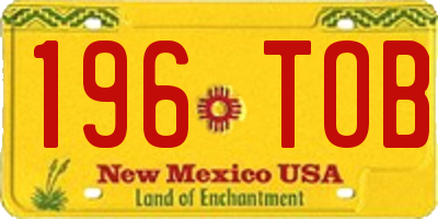 NM license plate 196TOB