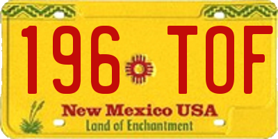 NM license plate 196TOF