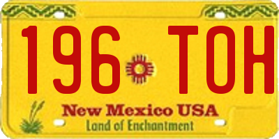 NM license plate 196TOH