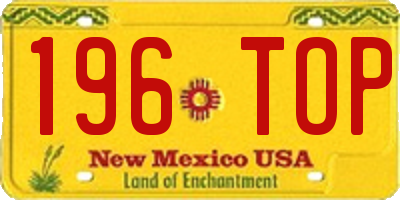 NM license plate 196TOP
