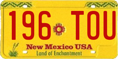 NM license plate 196TOU