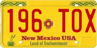 NM license plate 196TOX
