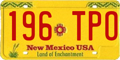 NM license plate 196TPO