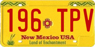 NM license plate 196TPV