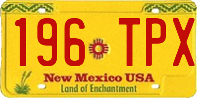 NM license plate 196TPX