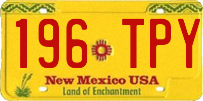 NM license plate 196TPY