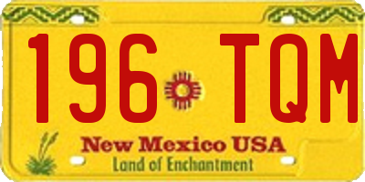 NM license plate 196TQM