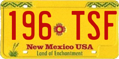 NM license plate 196TSF
