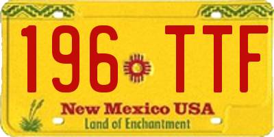 NM license plate 196TTF