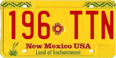 NM license plate 196TTN