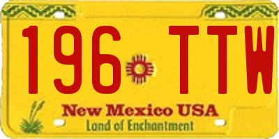 NM license plate 196TTW
