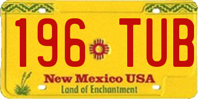 NM license plate 196TUB