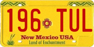 NM license plate 196TUL