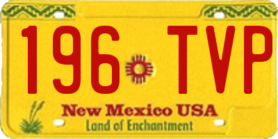 NM license plate 196TVP