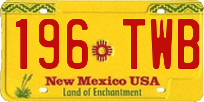 NM license plate 196TWB