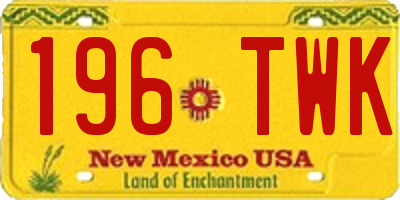 NM license plate 196TWK