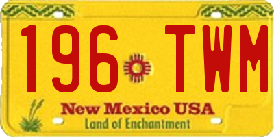 NM license plate 196TWM
