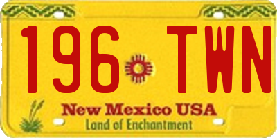 NM license plate 196TWN