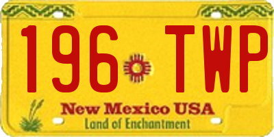 NM license plate 196TWP