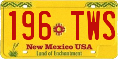 NM license plate 196TWS