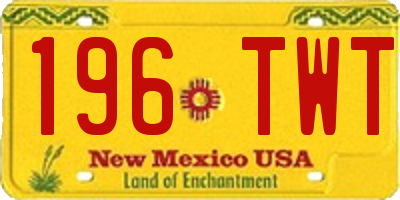 NM license plate 196TWT