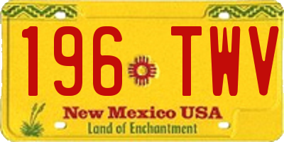 NM license plate 196TWV