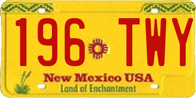 NM license plate 196TWY