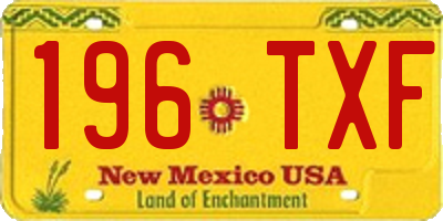 NM license plate 196TXF