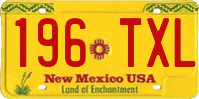 NM license plate 196TXL