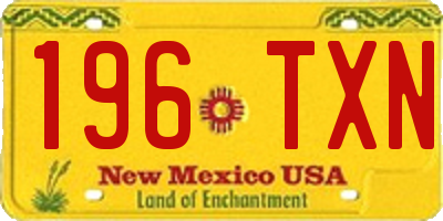 NM license plate 196TXN