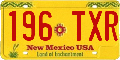 NM license plate 196TXR