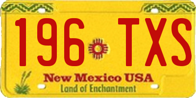 NM license plate 196TXS