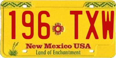 NM license plate 196TXW