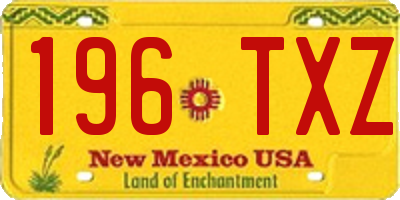 NM license plate 196TXZ