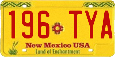 NM license plate 196TYA