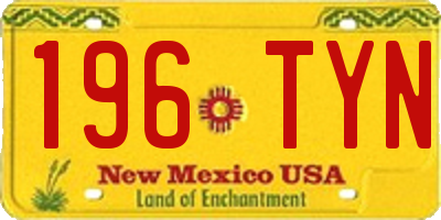 NM license plate 196TYN