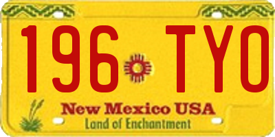 NM license plate 196TYO