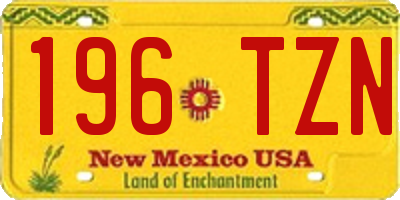 NM license plate 196TZN