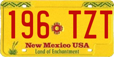 NM license plate 196TZT